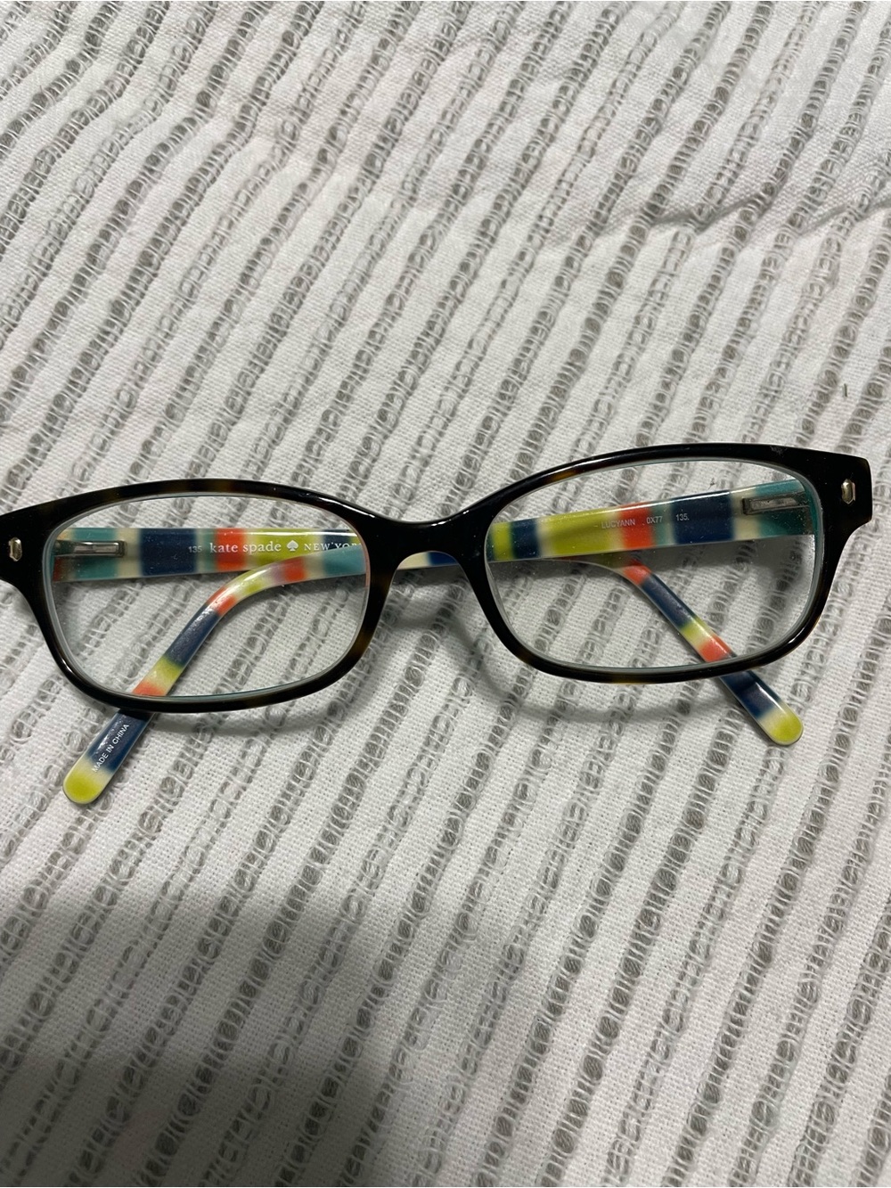 Kate Spade tortoise Frames with Multicolor Striped Temples